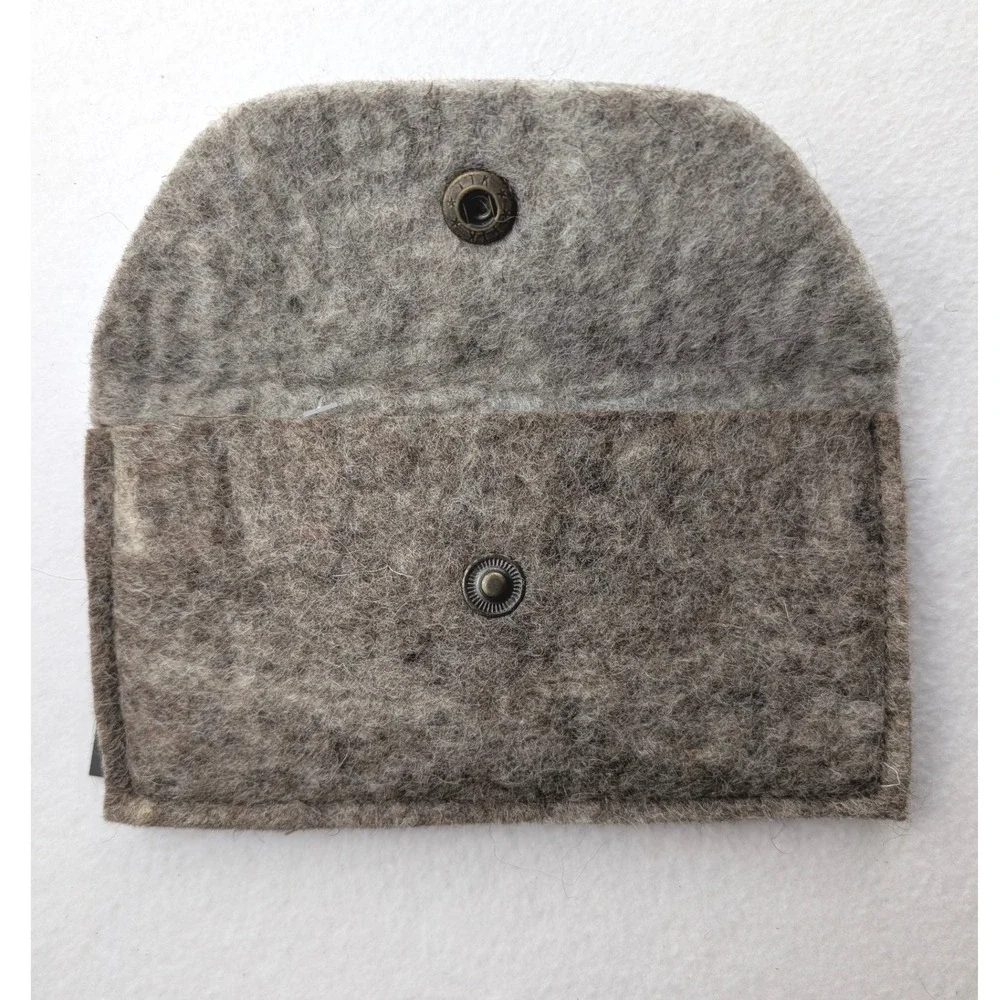 Fibres of Life Grey Felted Wool Snap Pouch Fair Trade Zero Waste Accessory Four
